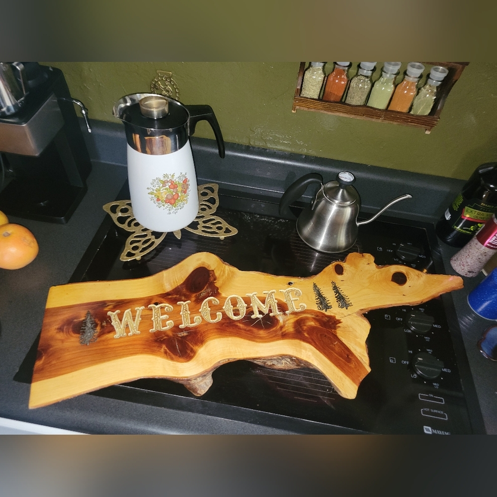 Vintage Live Edge Welcome Sign
